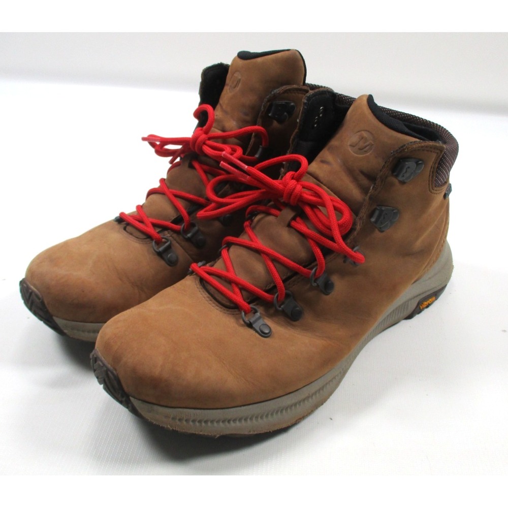 Merrell Mens Ontario Mid Hiking Trail Boots Size 9.5M Waterproof Brown Vibram